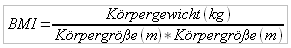 Formel zur Berechnung des Body Mass Index (BMI)
