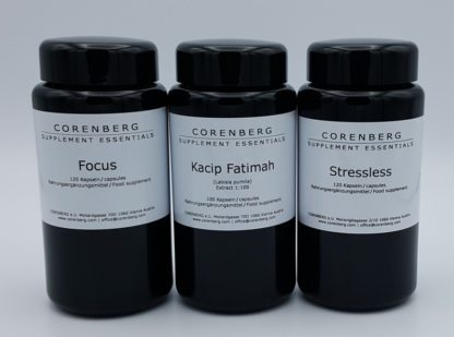 Set aus Focus und Stressless und Kacip Fatimah Kapseln