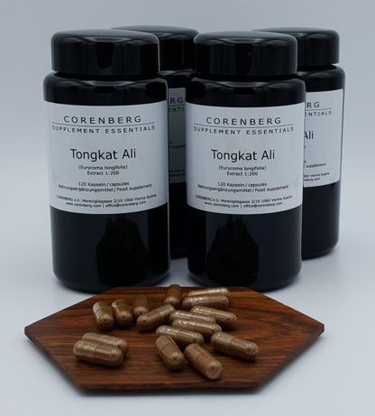 Four packs of CORENBERG® Tongkat Ali 1:200 capsules